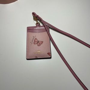 Coach butterfly ID lanyard